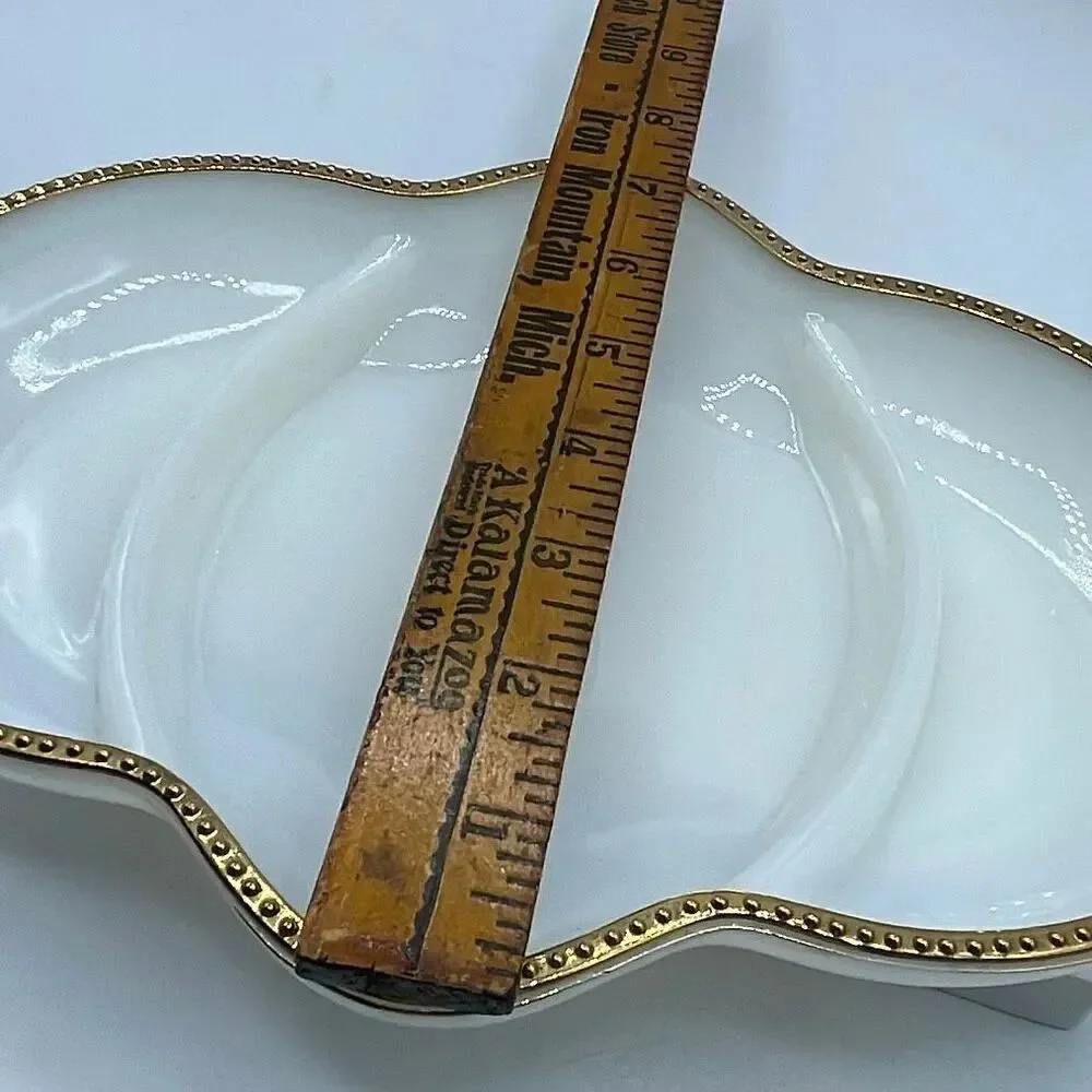 Vintage Anchor Hoking Fire-King divided relish tray 22K trim.